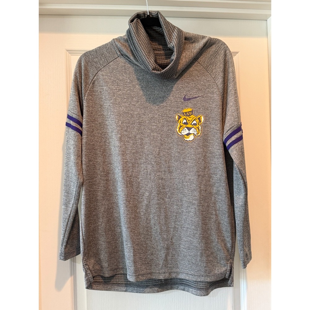 Nike womens Med LSU Louisiana State University Tigers Turtleneck Gray